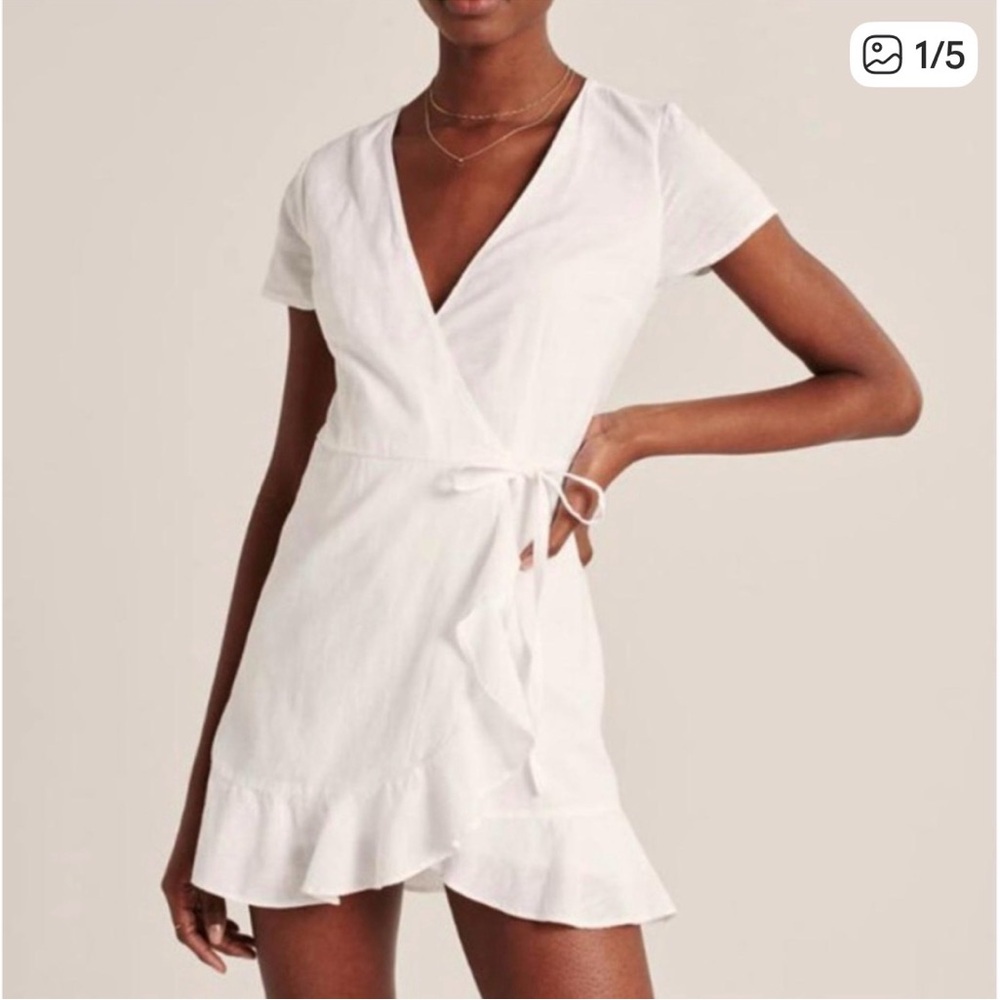 Abercrombie & Fitch White Wrap Mini Dress